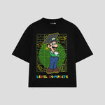 Playera streetwear premium de anime y gaming ExtraLife MX, corte oversized drop shoulder ligero y fresco en color Deep Black y Off-White, moda urbana mexicana de culto.