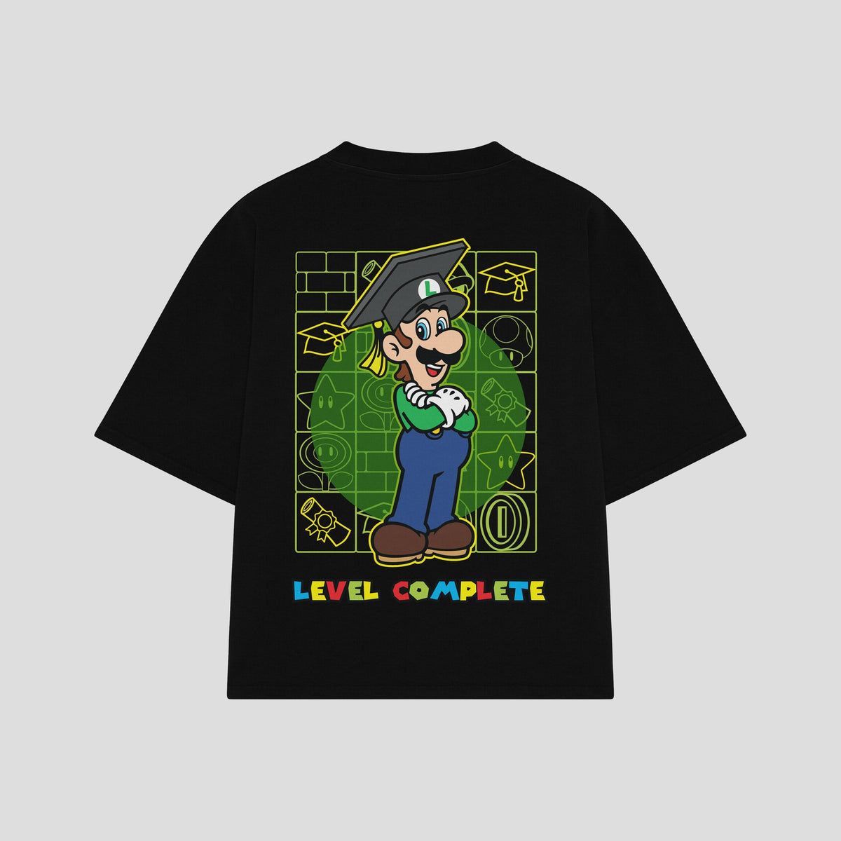 Playera streetwear premium de anime y gaming ExtraLife MX, corte oversized drop shoulder ligero y fresco en color Deep Black y Off-White, moda urbana mexicana de culto.