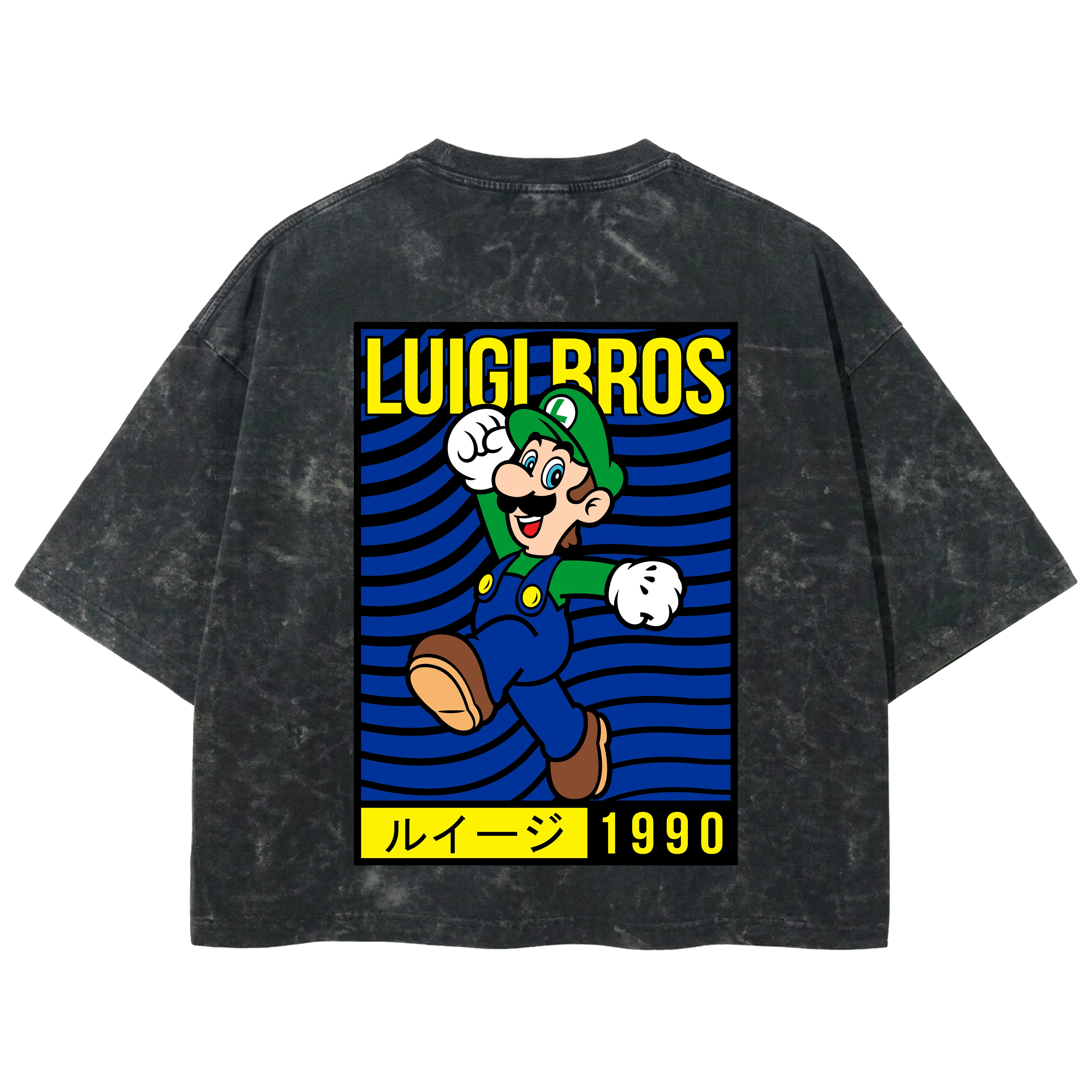 Playera streetwear premium de anime y gaming ExtraLife MX, corte boxy deluxe mineral wash heavyweight en color Acid Wash, moda urbana mexicana de culto.