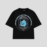 Playera streetwear premium de anime y gaming ExtraLife MX, corte oversized drop shoulder ligero y fresco en color Deep Black y Off-White, moda urbana mexicana de culto.