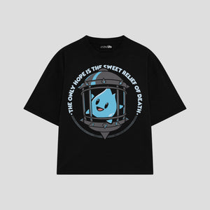 Playera streetwear premium de anime y gaming ExtraLife MX, corte oversized drop shoulder ligero y fresco en color Deep Black y Off-White, moda urbana mexicana de culto.