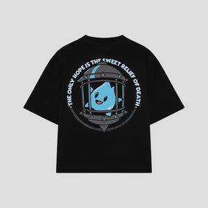 Playera streetwear premium de anime y gaming ExtraLife MX, corte oversized drop shoulder ligero y fresco en color Deep Black y Off-White, moda urbana mexicana de culto.