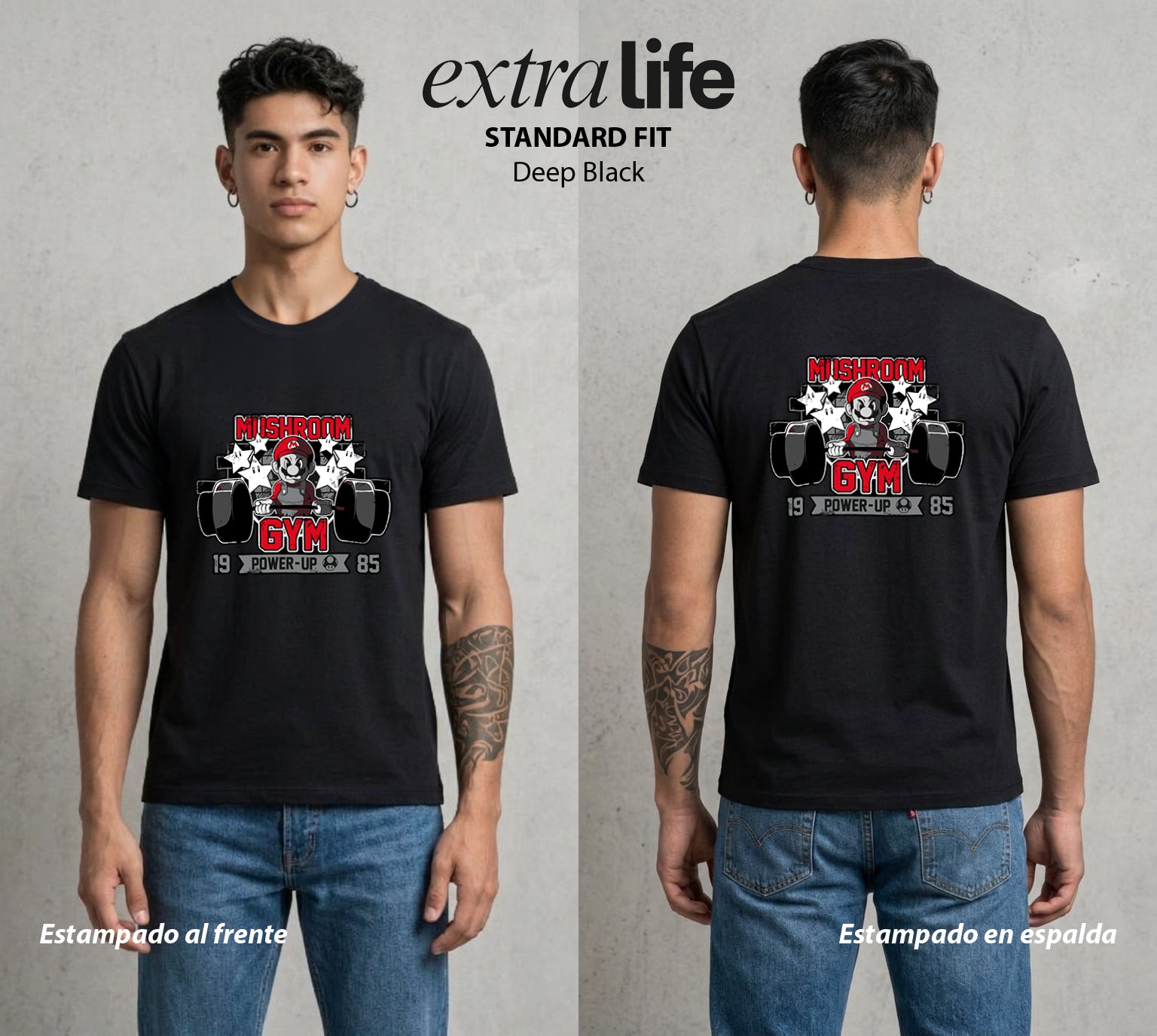 El Reino del Fontanero | El Fontanero Estelar en el Gym #02311 - Playera Standard Fit | Deep Black - Foto en modelo