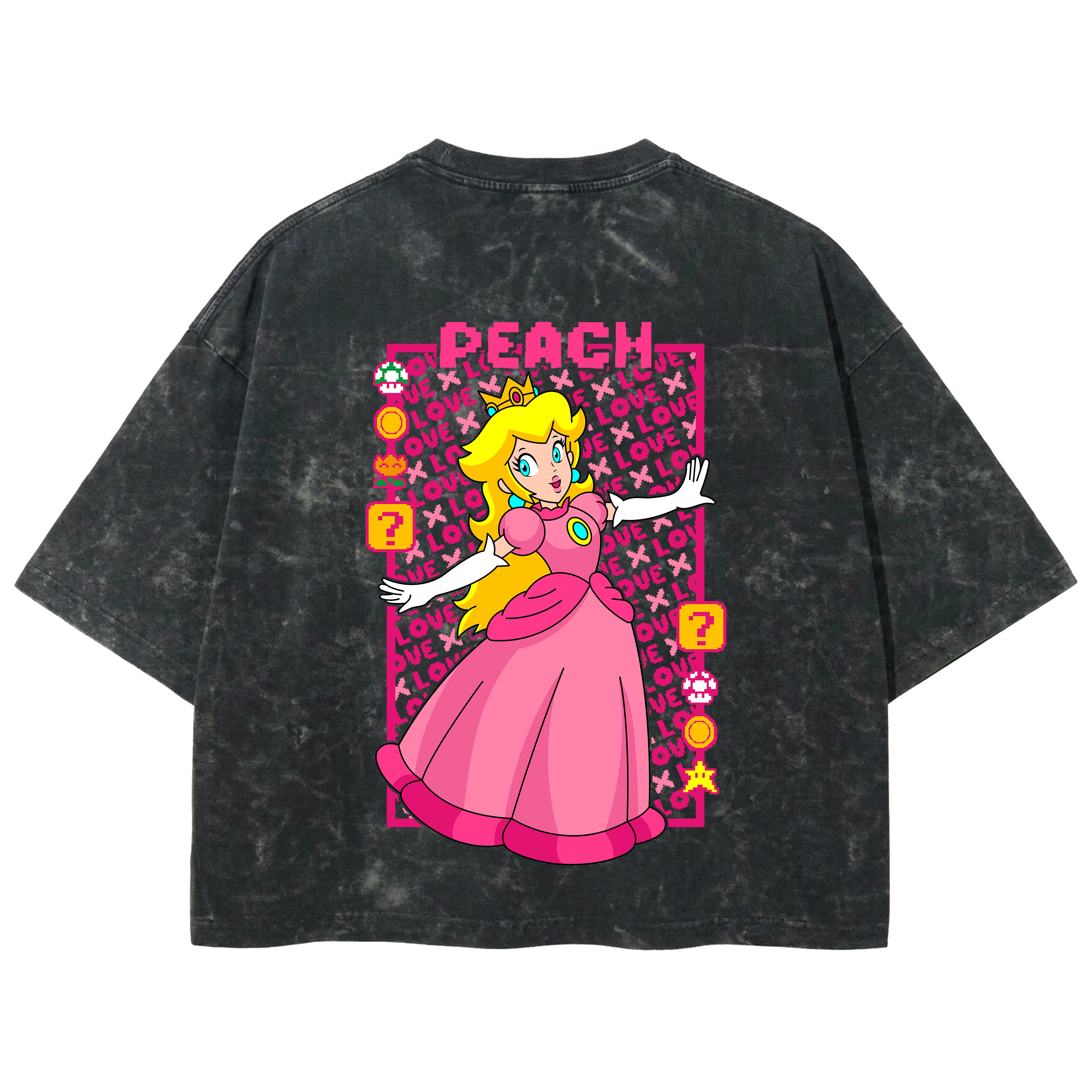 Playera streetwear premium de anime y gaming ExtraLife MX, corte boxy deluxe mineral wash heavyweight en color Acid Wash, moda urbana mexicana de culto.