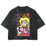 Playera streetwear premium de anime y gaming ExtraLife MX, corte boxy deluxe mineral wash heavyweight en color Acid Wash, moda urbana mexicana de culto.