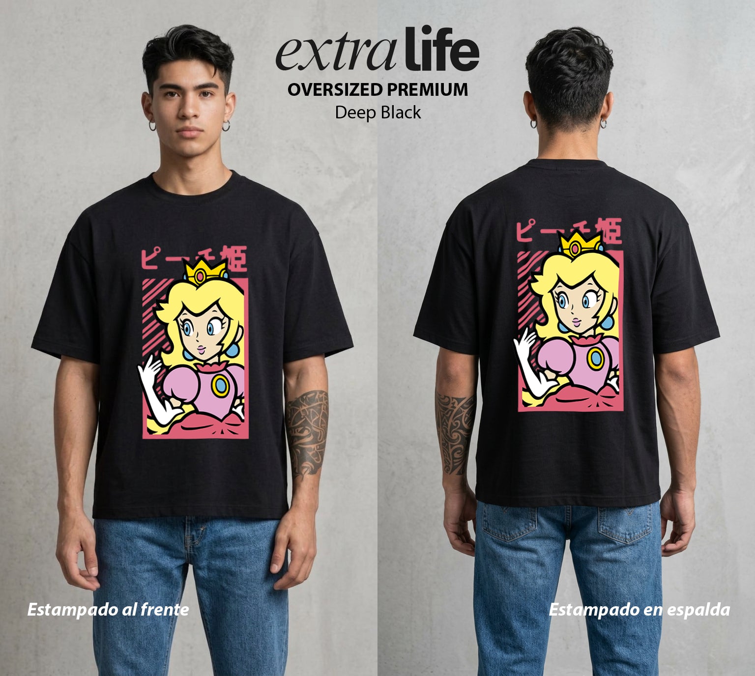El Reino del Fontanero | El Fontanero del Bien #02315 - Playera Oversized Premium | Deep Black - Foto en modelo