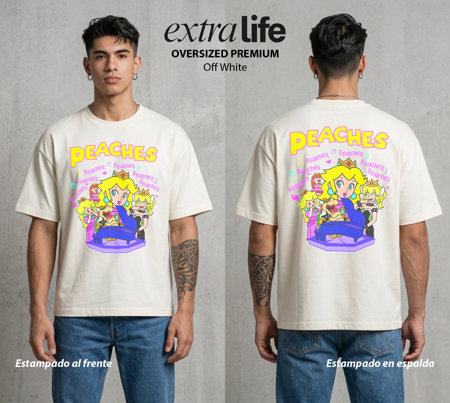 El Reino del Fontanero | El Explorador del Reino #02316 - Playera Oversized Premium | Off White - Foto en modelo