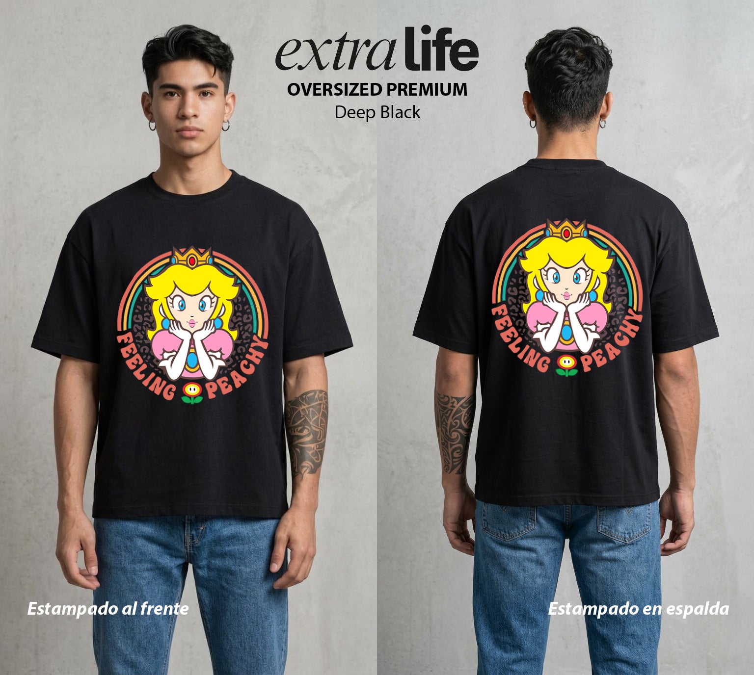 El Reino del Fontanero | El Fontanero Estelar #02317 - Playera Oversized Premium | Deep Black - Foto en modelo