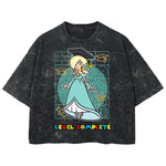 Playera streetwear premium de anime y gaming ExtraLife MX, corte boxy deluxe mineral wash heavyweight en color Acid Wash, moda urbana mexicana de culto.
