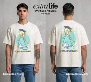 El Reino del Fontanero | El Fontanero Estelar en su Graduacion #02322 - Playera Oversized Premium | Off White - Foto en modelo