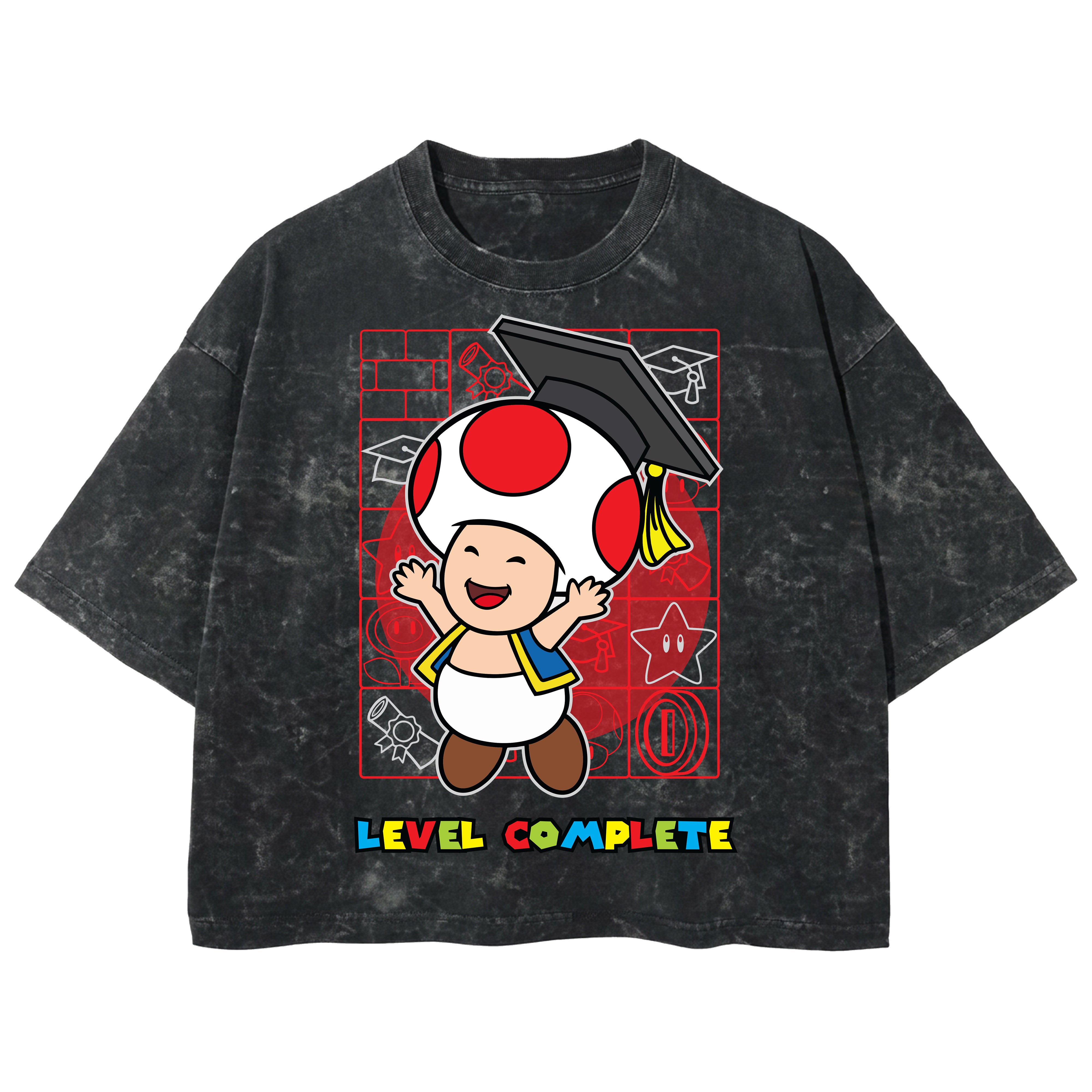 Playera streetwear premium de anime y gaming ExtraLife MX, corte boxy deluxe mineral wash heavyweight en color Acid Wash, moda urbana mexicana de culto.