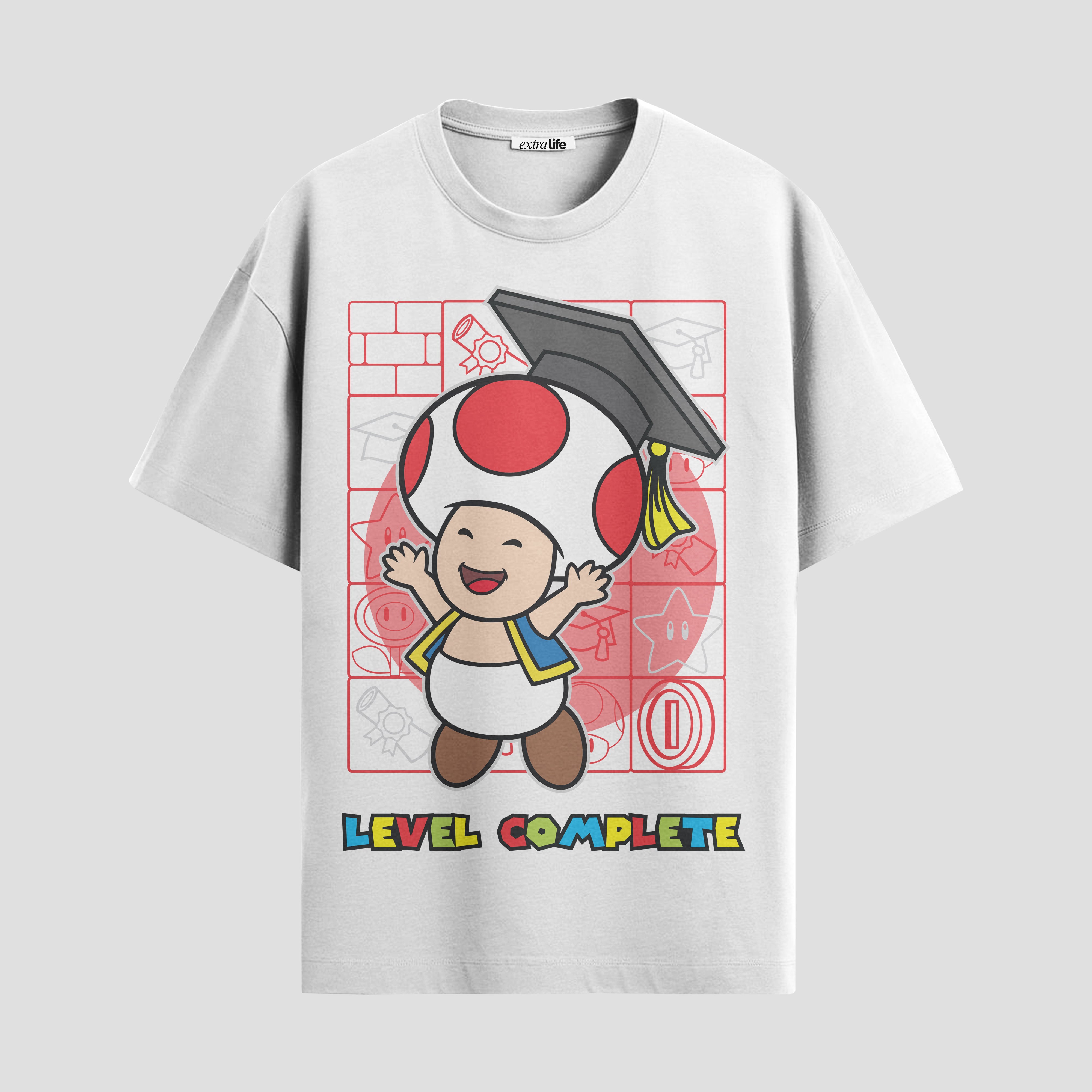Playera urbana de anime y gaming ExtraLife MX, corte Standard Fit unisex ligero y transpirable en color Deep Black y Pure White, ropa de uso diario para gym y casual.