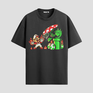 Playera urbana de anime y gaming ExtraLife MX, corte Standard Fit unisex ligero y transpirable en color Deep Black y Pure White, ropa de uso diario para gym y casual.