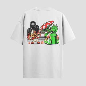 Playera urbana de anime y gaming ExtraLife MX, corte Standard Fit unisex ligero y transpirable en color Deep Black y Pure White, ropa de uso diario para gym y casual.
