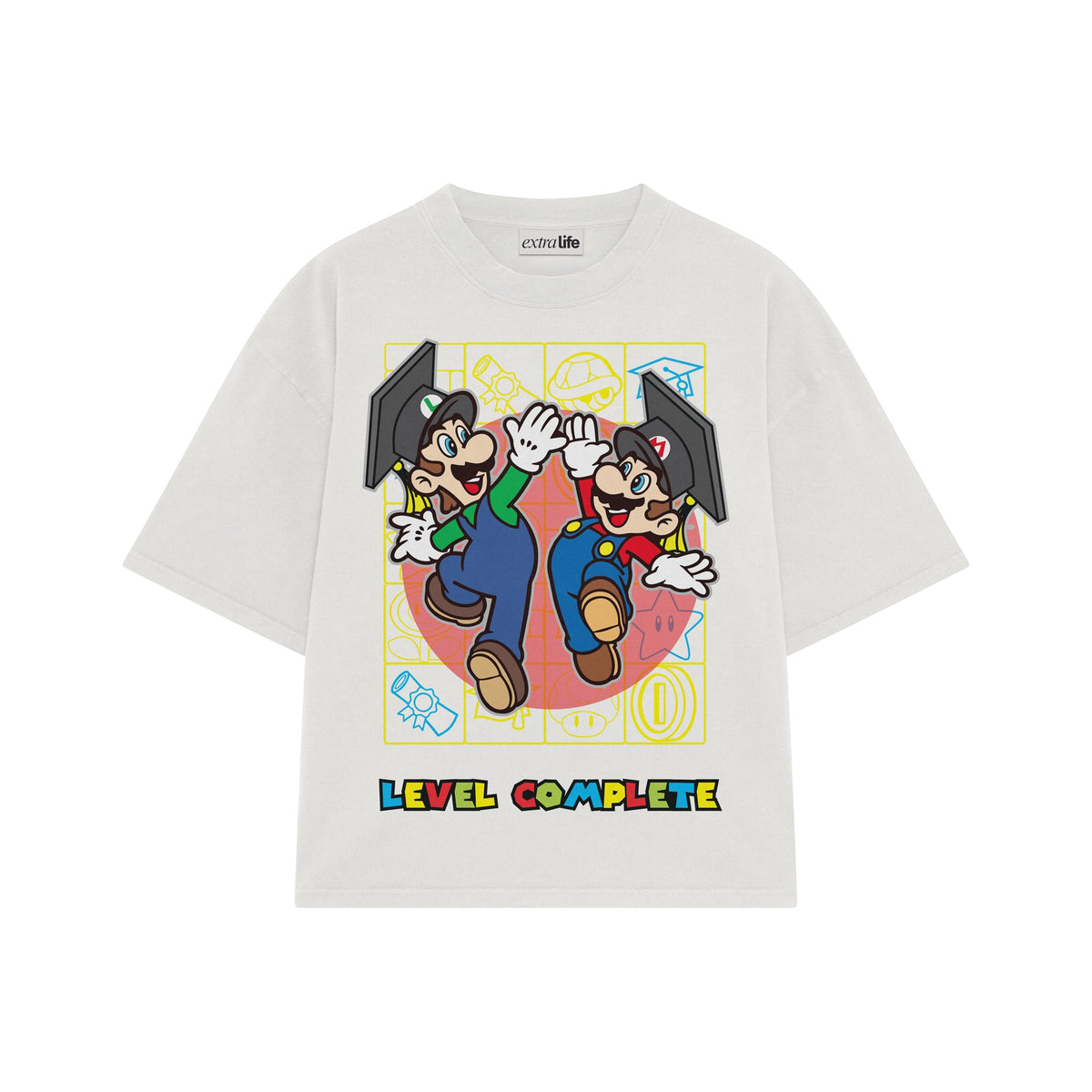 Playera streetwear premium de anime y gaming ExtraLife MX, corte oversized drop shoulder ligero y fresco en color Deep Black y Off-White, moda urbana mexicana de culto.