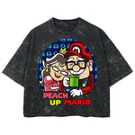 Playera streetwear premium de anime y gaming ExtraLife MX, corte boxy deluxe mineral wash heavyweight en color Acid Wash, moda urbana mexicana de culto.
