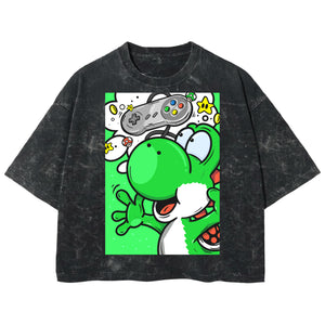 Playera streetwear premium de anime y gaming ExtraLife MX, corte boxy deluxe mineral wash heavyweight en color Acid Wash, moda urbana mexicana de culto.