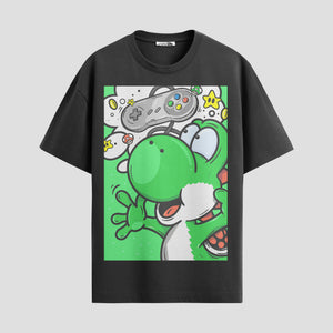 Playera urbana de anime y gaming ExtraLife MX, corte Standard Fit unisex ligero y transpirable en color Deep Black y Pure White, ropa de uso diario para gym y casual.