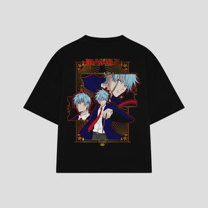 Playera streetwear premium de anime y gaming ExtraLife MX, corte oversized drop shoulder ligero y fresco en color Deep Black y Off-White, moda urbana mexicana de culto.
