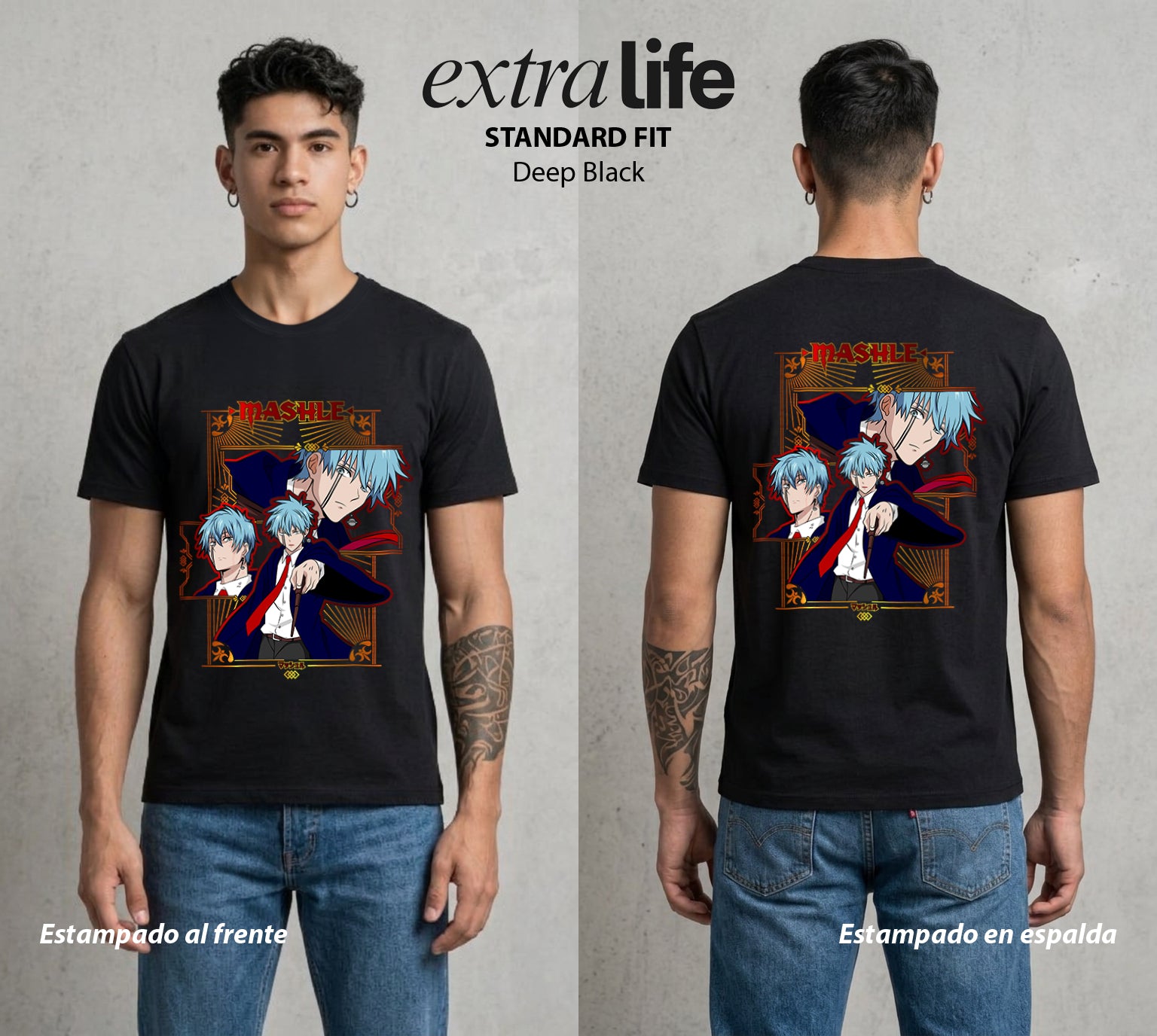 Musculos sobre Magia | Corona del Torneo #02338 - Playera Standard Fit | Deep Black - Foto en modelo