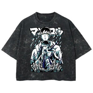Playera streetwear premium de anime y gaming ExtraLife MX, corte boxy deluxe mineral wash heavyweight en color Acid Wash, moda urbana mexicana de culto.