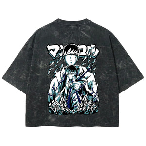 Playera streetwear premium de anime y gaming ExtraLife MX, corte boxy deluxe mineral wash heavyweight en color Acid Wash, moda urbana mexicana de culto.