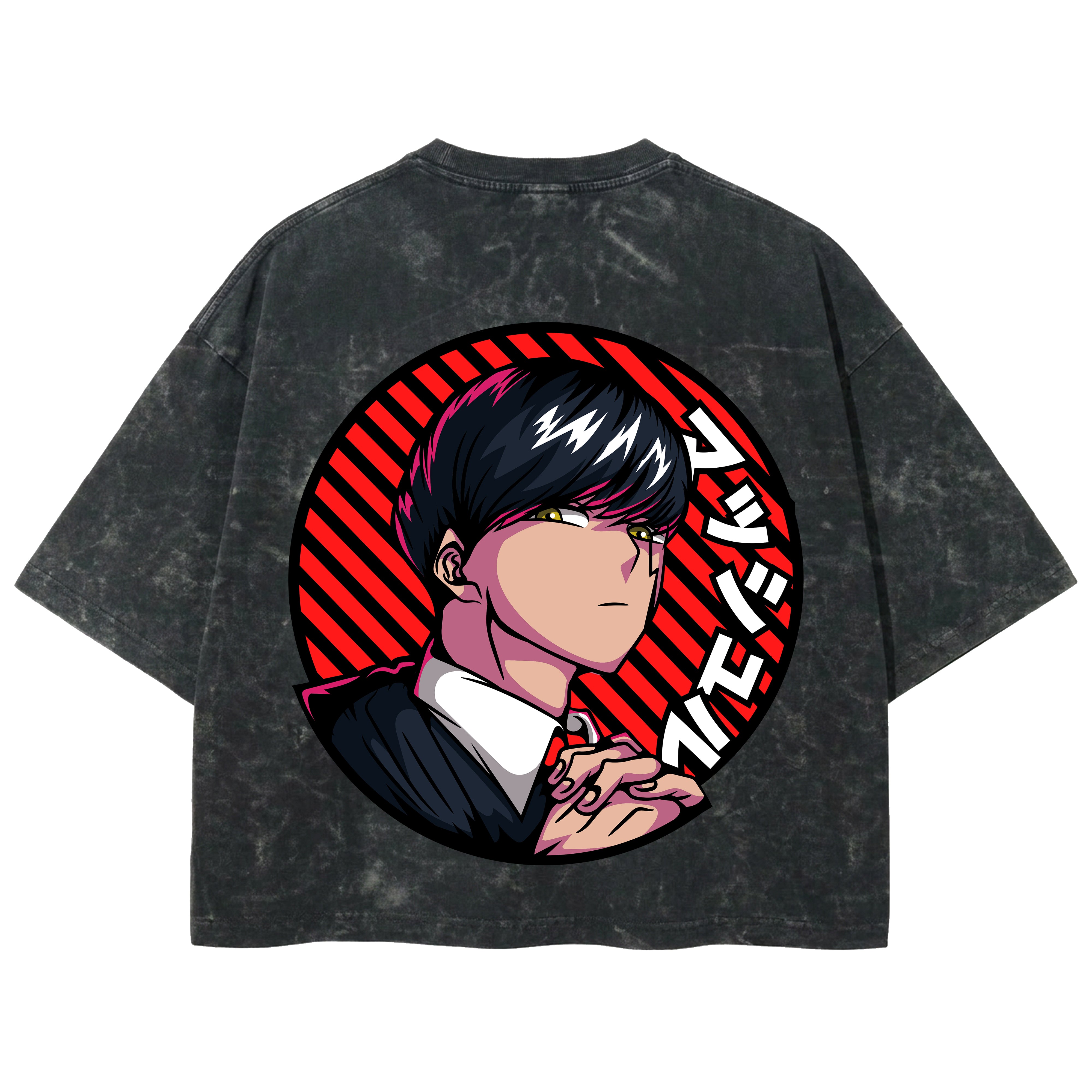 Playera streetwear premium de anime y gaming ExtraLife MX, corte boxy deluxe mineral wash heavyweight en color Acid Wash, moda urbana mexicana de culto.