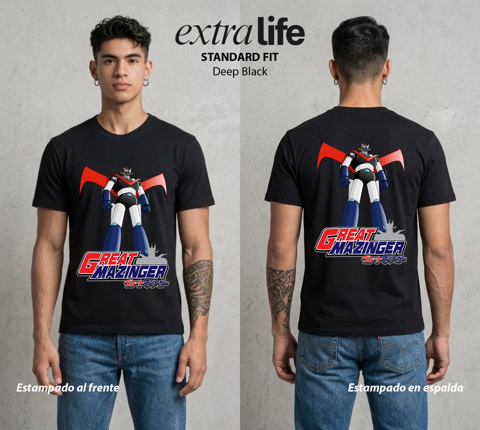 El Coloso de Acero | El Puño del Robot #02345 - Playera Standard Fit | Deep Black - Foto en modelo