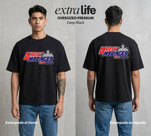 El Coloso de Acero | El Puño del Robot #02347 - Playera Oversized Premium | Deep Black - Foto en modelo