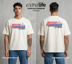 El Coloso de Acero | El Puño del Robot #02347 - Playera Oversized Premium | Off White - Foto en modelo