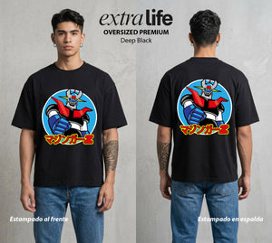 El Coloso de Acero | El Poder del Acero #02348 - Playera Oversized Premium | Deep Black - Foto en modelo