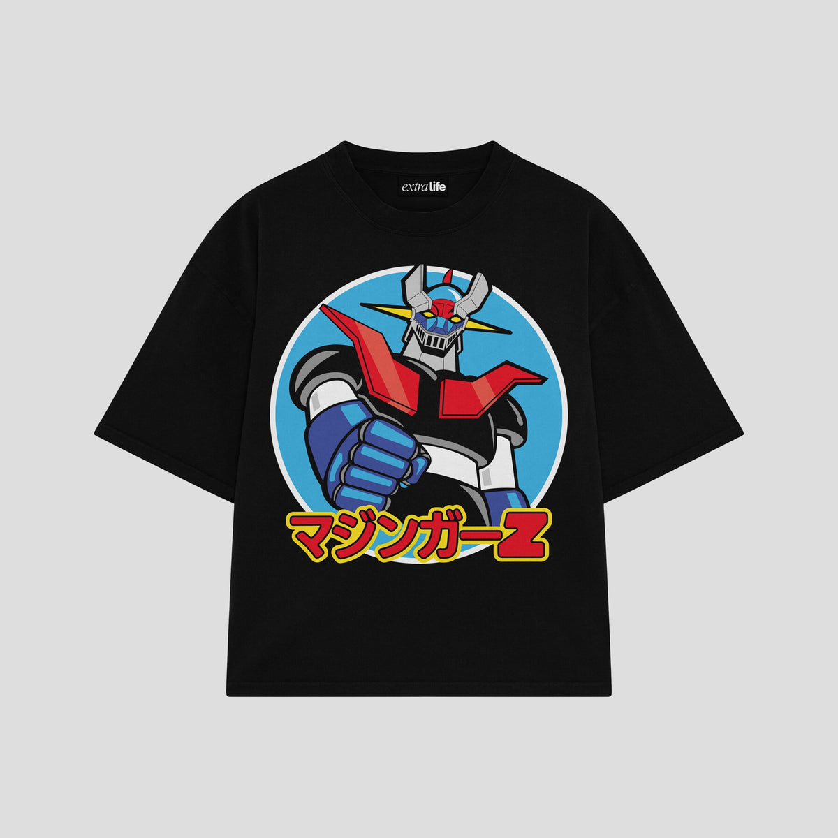 Playera streetwear premium de anime y gaming ExtraLife MX, corte oversized drop shoulder ligero y fresco en color Deep Black y Off-White, moda urbana mexicana de culto.