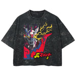 Playera streetwear premium de anime y gaming ExtraLife MX, corte boxy deluxe mineral wash heavyweight en color Acid Wash, moda urbana mexicana de culto.