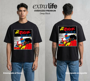 El Coloso de Acero | El Puño del Robot #02352 - Playera Oversized Premium | Deep Black - Foto en modelo