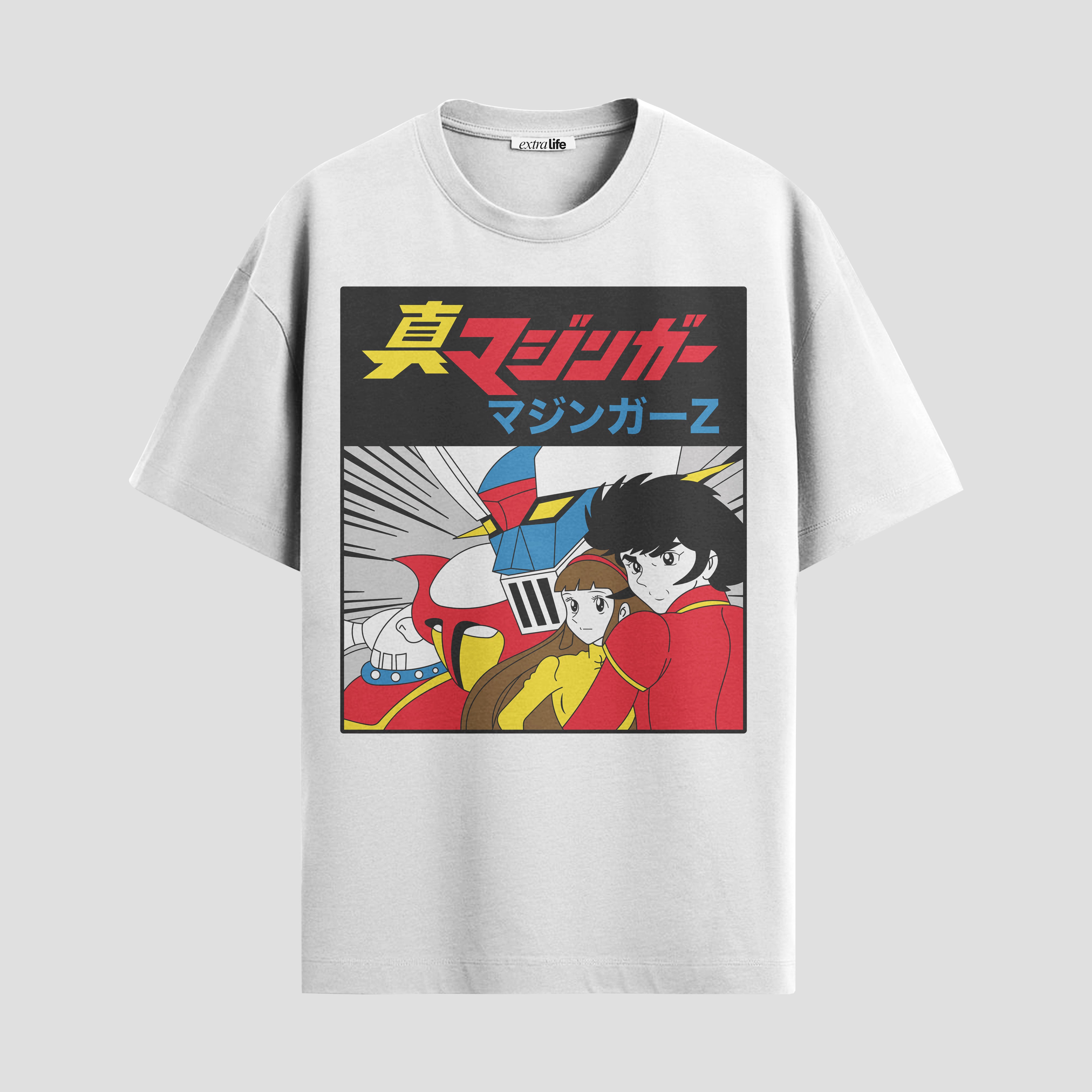 Playera urbana de anime y gaming ExtraLife MX, corte Standard Fit unisex ligero y transpirable en color Deep Black y Pure White, ropa de uso diario para gym y casual.
