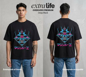 El Coloso de Acero | El Puño del Robot #02354 - Playera Oversized Premium | Deep Black - Foto en modelo