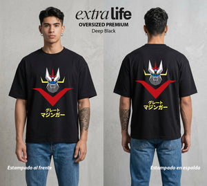 El Coloso de Acero | El Puño del Robot #02356 - Playera Oversized Premium | Deep Black - Foto en modelo