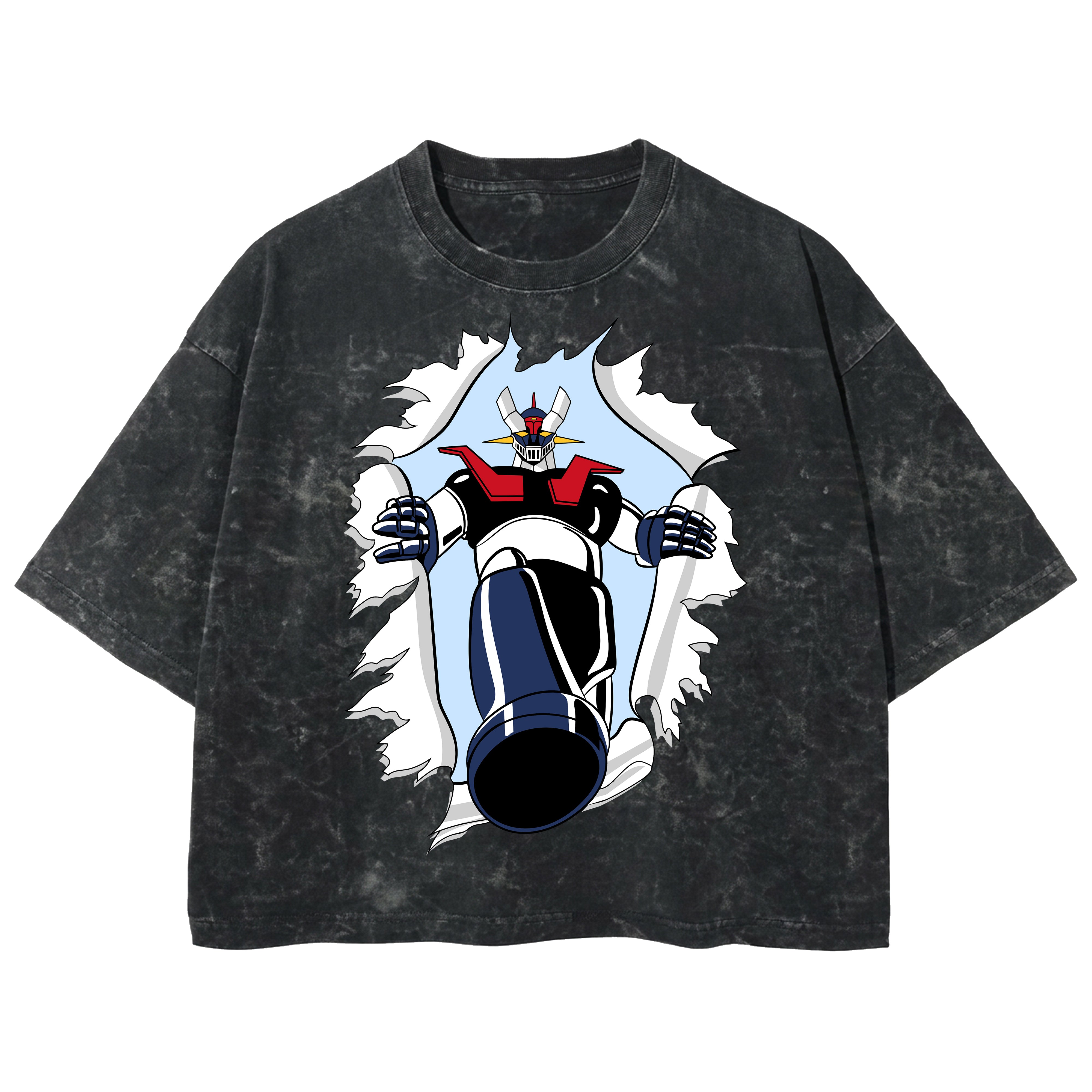 Playera streetwear premium de anime y gaming ExtraLife MX, corte boxy deluxe mineral wash heavyweight en color Acid Wash, moda urbana mexicana de culto.