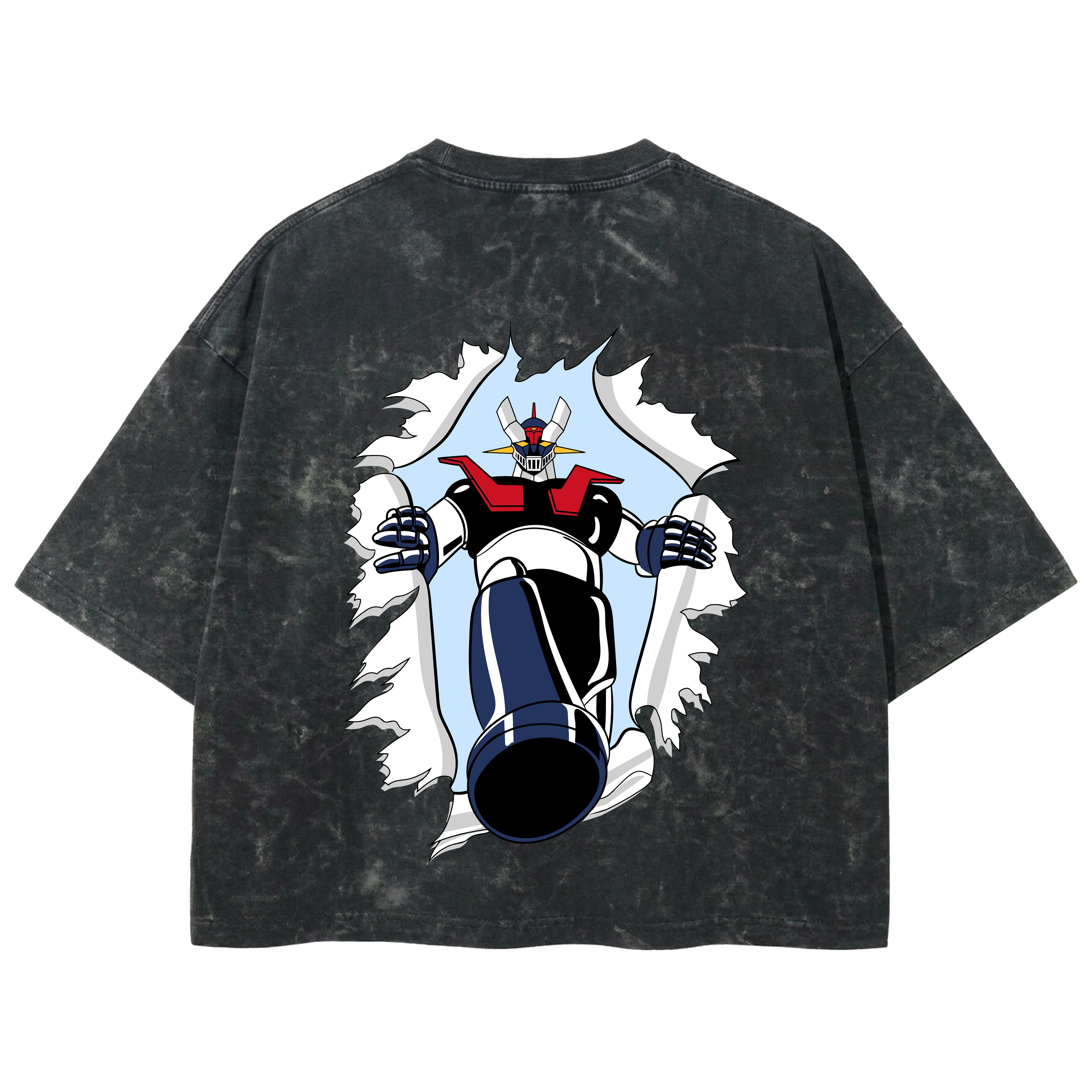 Playera streetwear premium de anime y gaming ExtraLife MX, corte boxy deluxe mineral wash heavyweight en color Acid Wash, moda urbana mexicana de culto.