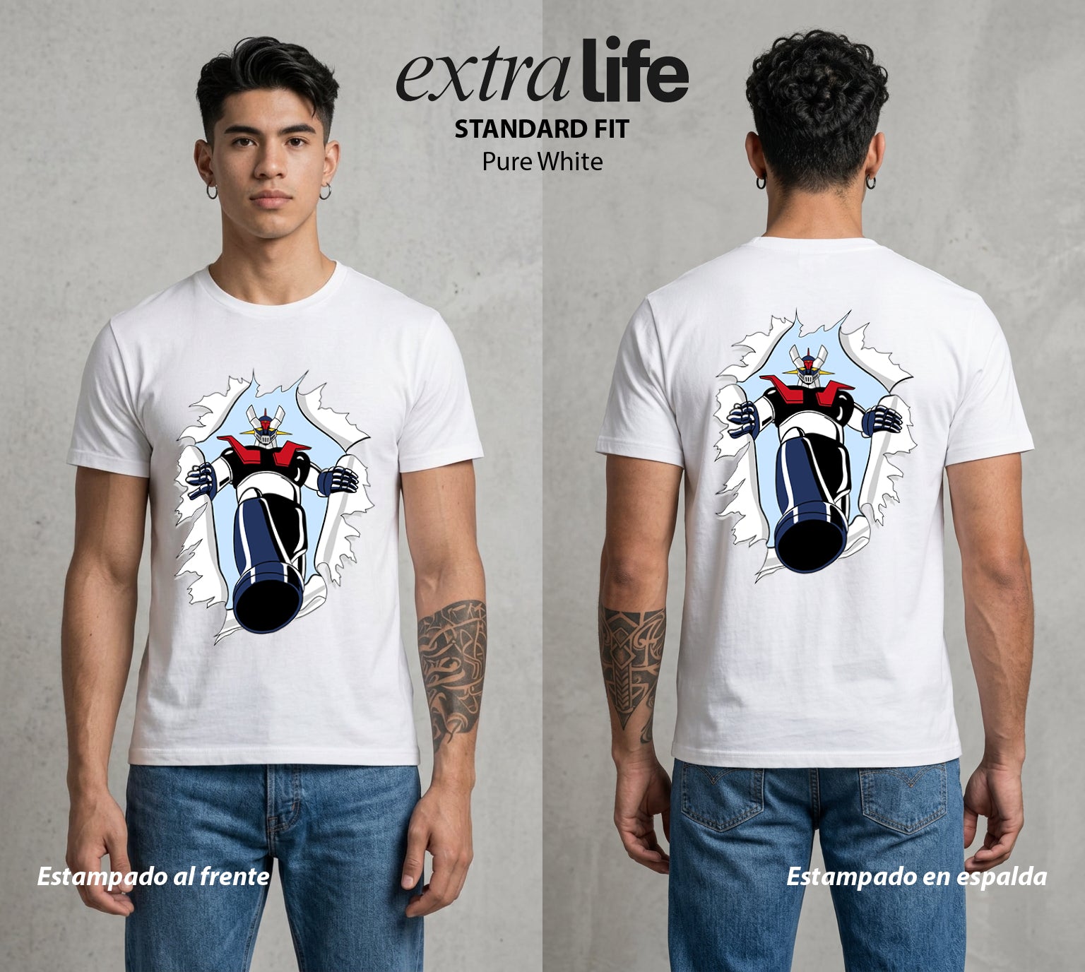 El Coloso de Acero | El Poder del Acero #02357 - Playera Standard Fit | Pure White - Foto en modelo