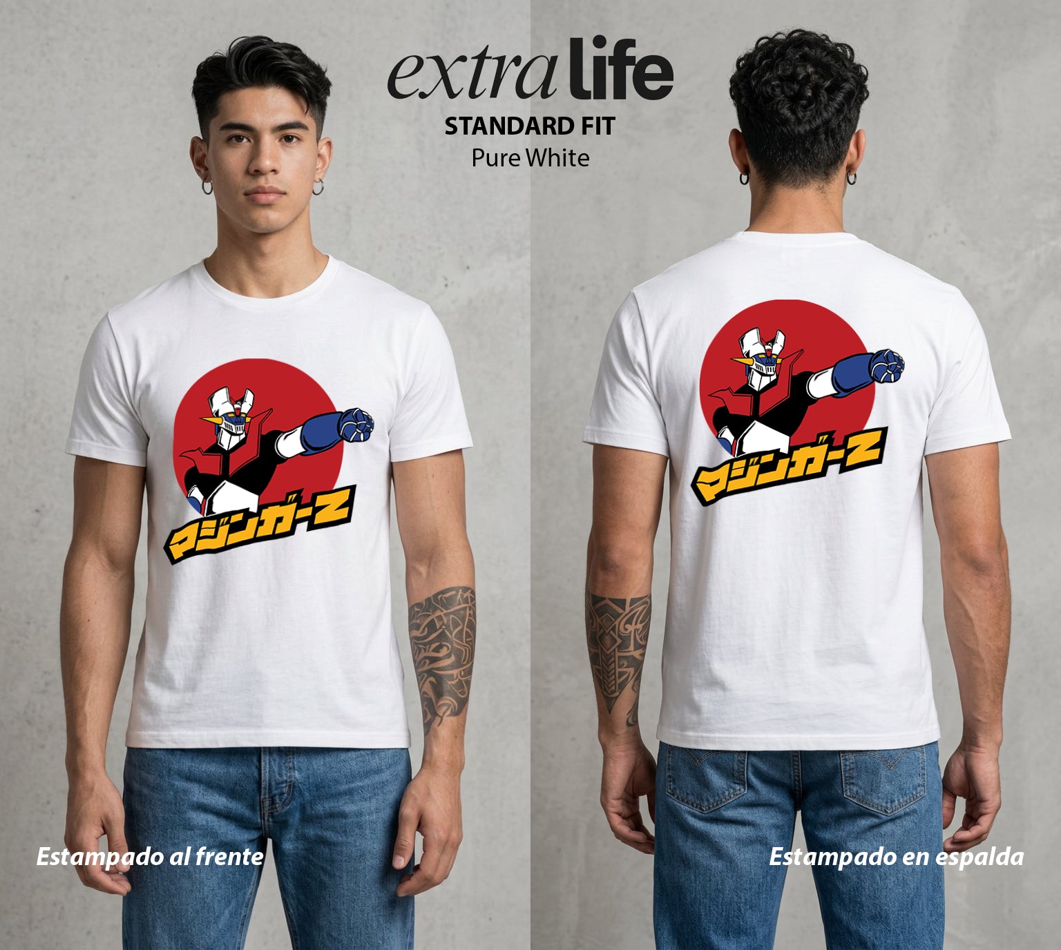 El Coloso de Acero | El Puño del Robot #02358 - Playera Standard Fit | Pure White - Foto en modelo