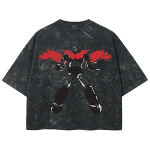 Playera streetwear premium de anime y gaming ExtraLife MX, corte boxy deluxe mineral wash heavyweight en color Acid Wash, moda urbana mexicana de culto.
