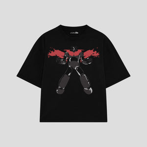 Playera streetwear premium de anime y gaming ExtraLife MX, corte oversized drop shoulder ligero y fresco en color Deep Black y Off-White, moda urbana mexicana de culto.