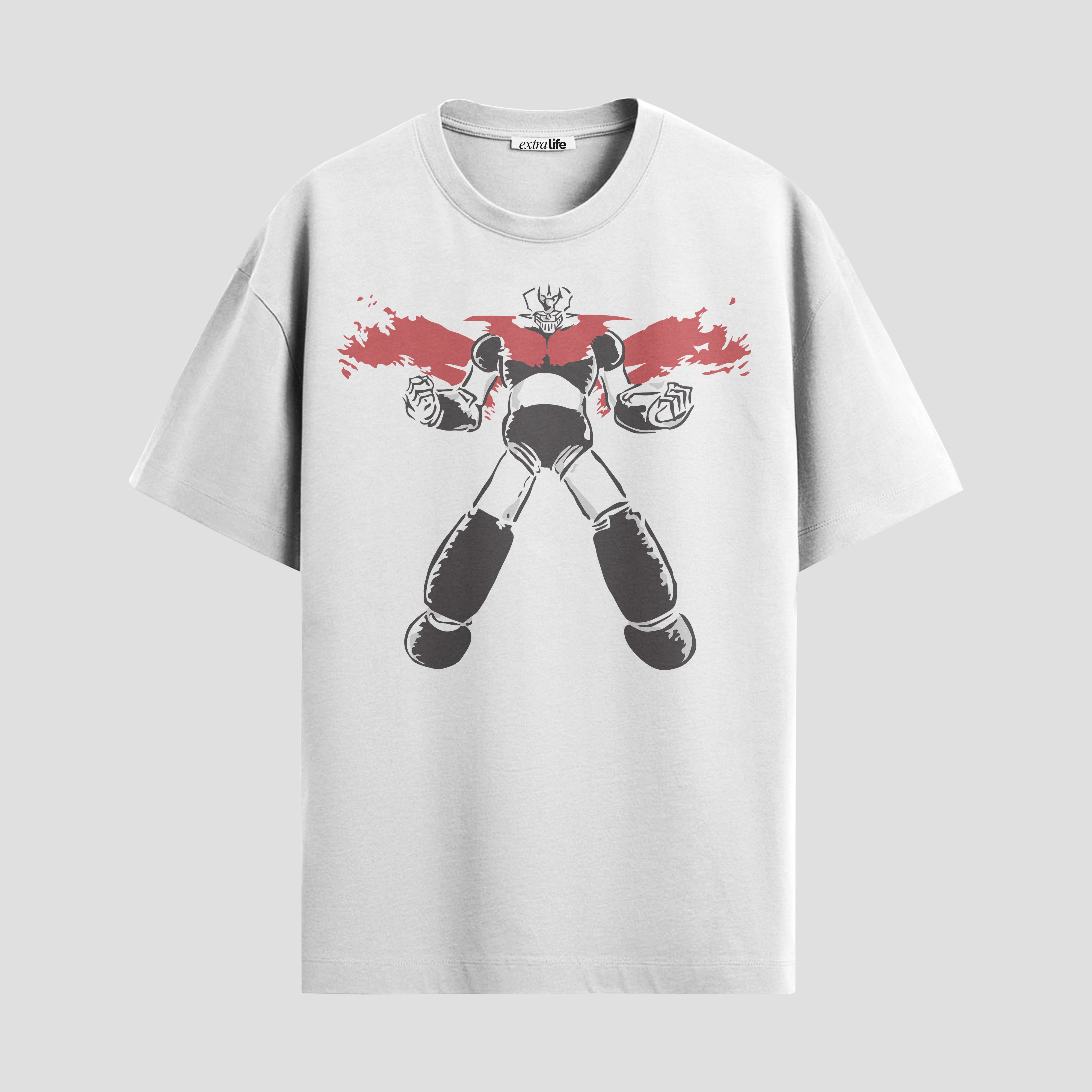 Playera urbana de anime y gaming ExtraLife MX, corte Standard Fit unisex ligero y transpirable en color Deep Black y Pure White, ropa de uso diario para gym y casual.