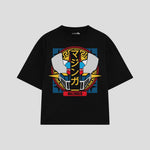 Playera streetwear premium de anime y gaming ExtraLife MX, corte oversized drop shoulder ligero y fresco en color Deep Black y Off-White, moda urbana mexicana de culto.
