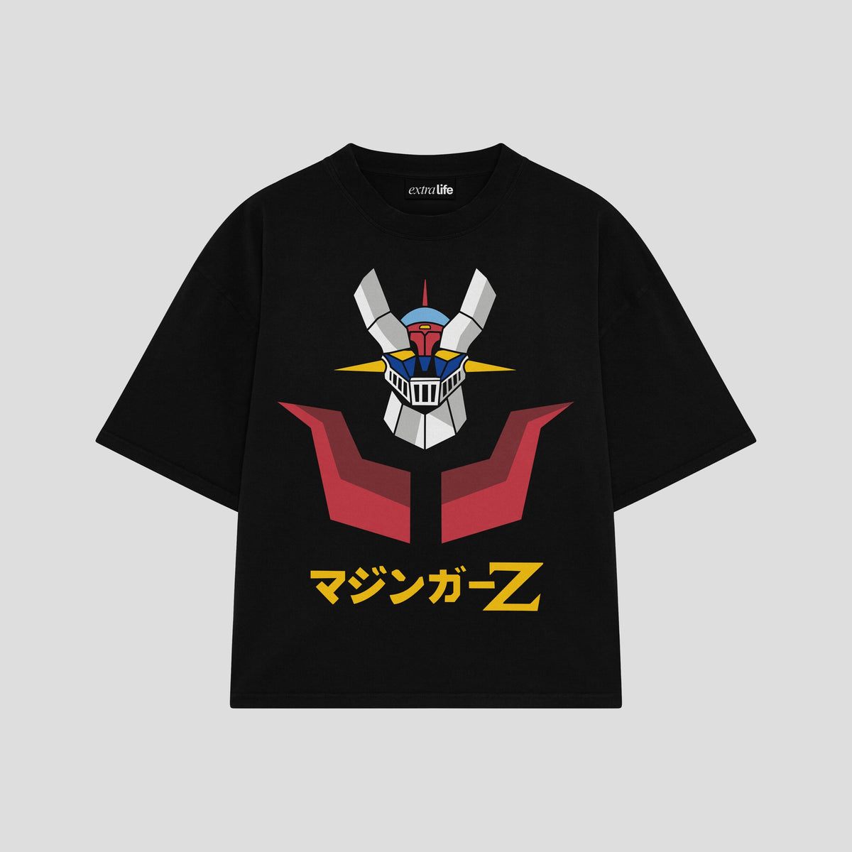 Playera streetwear premium de anime y gaming ExtraLife MX, corte oversized drop shoulder ligero y fresco en color Deep Black y Off-White, moda urbana mexicana de culto.