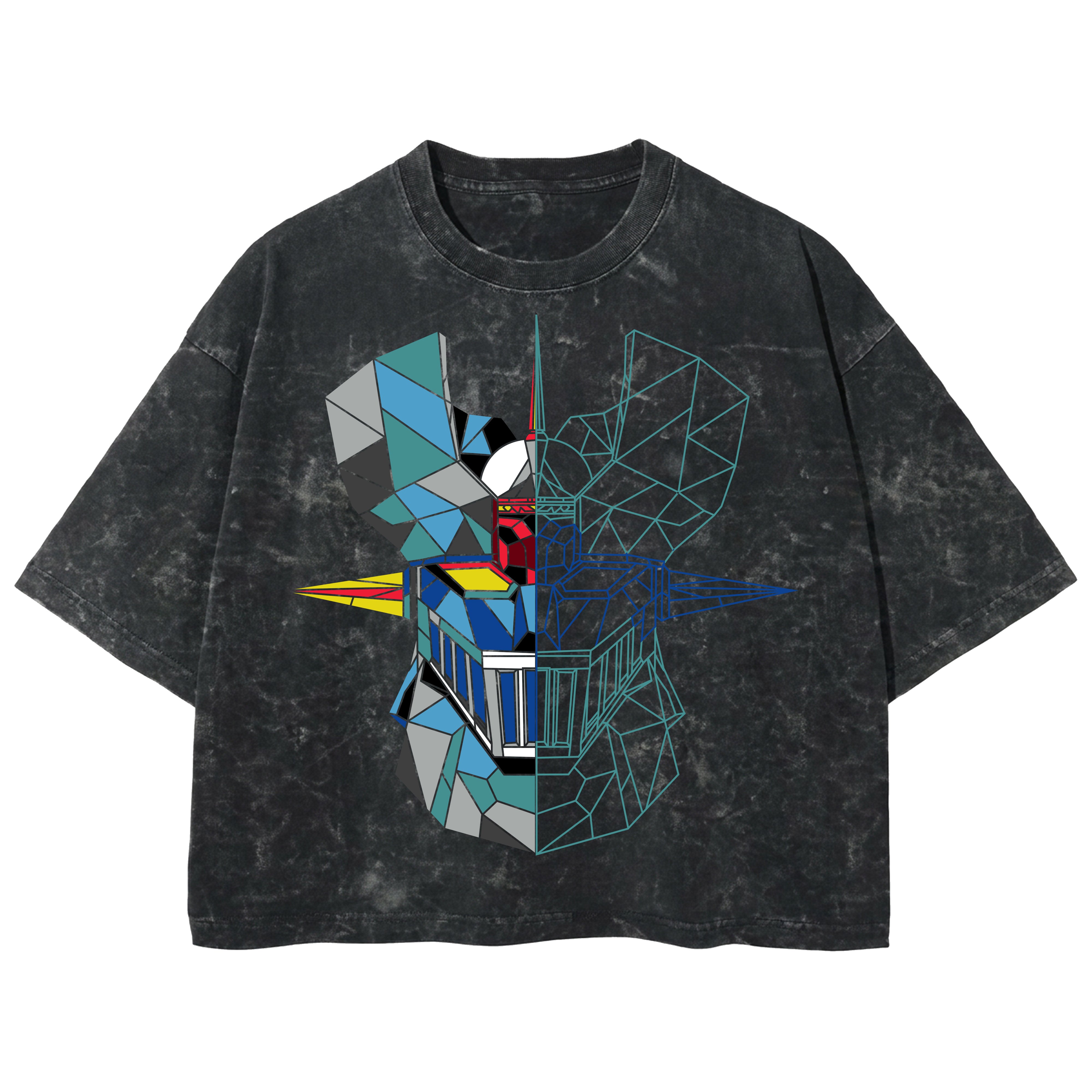 Playera streetwear premium de anime y gaming ExtraLife MX, corte boxy deluxe mineral wash heavyweight en color Acid Wash, moda urbana mexicana de culto.