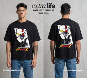 El Coloso de Acero | El Puño del Robot #02364 - Playera Oversized Premium | Deep Black - Foto en modelo