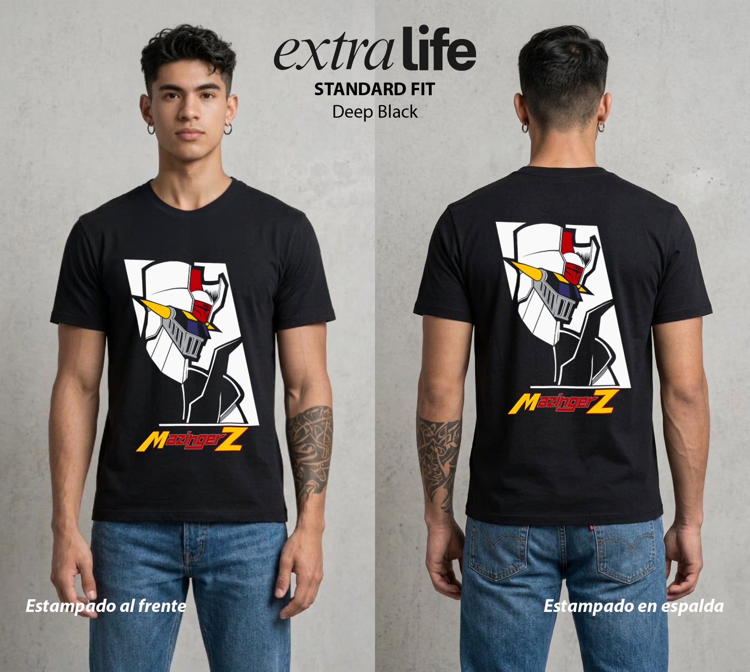 El Coloso de Acero | El Puño del Robot #02364 - Playera Standard Fit | Deep Black - Foto en modelo