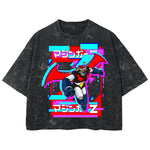 Playera streetwear premium de anime y gaming ExtraLife MX, corte boxy deluxe mineral wash heavyweight en color Acid Wash, moda urbana mexicana de culto.